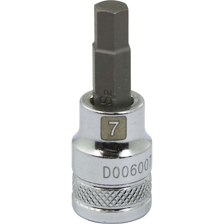 Dynamic Tools 3/8" Drive Metric Hex Head, 7mm Bit Std Length, Chrome Socket D006007